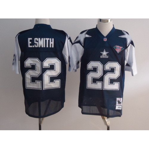 Size 8XL Dallas Cowboys #22 Emmitt Smith Blue Thanksgiving 75TH Throwback Jersey
