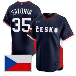 Men's Czech Republic Baseball #35 Ondej Satoria Nike Navy 2026 World Baseball Classic Jersey
