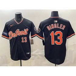 Men's Detroit Tigers #13 Dillon Dingler Black 2026 Meijer Patch Alternate Vapor Premier Limited Stitched Baseball Jersey