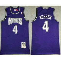 Biggest Men's Sacramento Kings #4 Chris Webber Purple 1998-99 Hardwood Classics Soul Swingman Stitched NBA Throwback Jersey