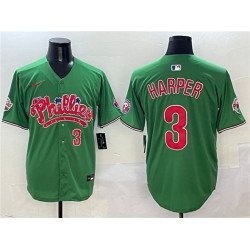 Men's Philadelphia Phillies #3 Bryce Harper Green Phanatic Limited Stitched Jersey