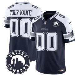Men's Dallas Cowboys Active Player Custom White Navy Alternate 2025 F.U.S.E Dallas City Patch Vapor Untouchable Limited Football Stitched Game Jersey