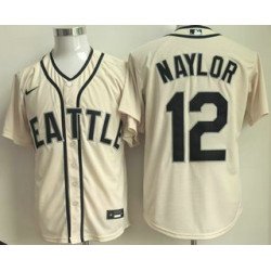 Men's Seattle Mariners #12 Josh Naylor Cream Cool Base Jersey
