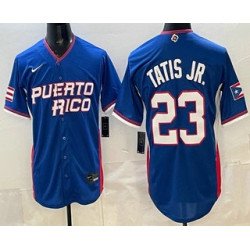 Men's Puerto Rico #23 Fernando Tatis Jr Blue 2026 World Baseball Classic Cool Base Jersey