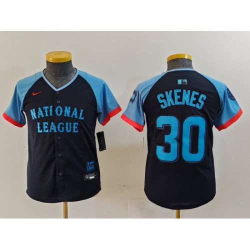 Youth Pittsburgh Pirates #30 Paul Skenes Navy 2024 All Star Limited Stitched Jersey
