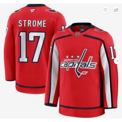 Men's Washington Capitals #17 Dylan Strome Red 2024-25 Home Stitched Hockey Jersey