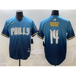 Men's Philadelphia Phillies #14 Pete Rose Blue 2024 City Connect Limited Stitched Jersey