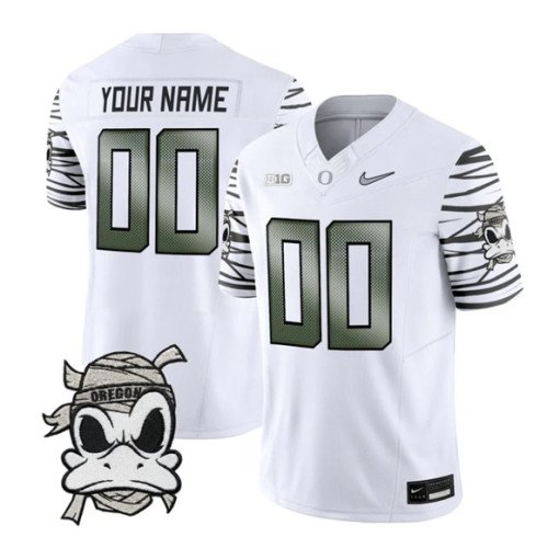 Men's Oregon Ducks Active Player Custom White 2025 F.U.S.E. Mummy Duck Vapor Limited V1 Stitched Football Jersey