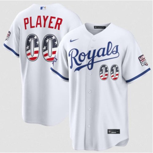 Men's Kansas City Royals Active Player Custom White 2026 All-Star Edition Stars & Stripes & USA 250 Fourth of July Home Stadium Stitched Baseball Jersey