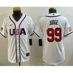Youth USA #99 Aaron Judge White 2026 World Baseball Classic Cool Base Jersey