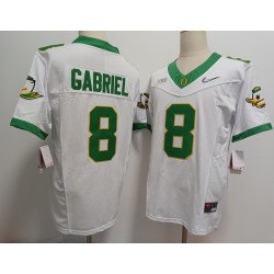 Men's Oregon Ducks #8 Dillon Gabriel White 2024 FUSE College Football Jersey