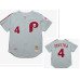 Men's Philadelphia Phillies #4 Lenny Dykstra Mitchell and Ness Grey 1989 Throwback Stitched MLB Jersey