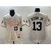 Men's Atlanta Braves #13 Ronald Acu?a Jr. Cream 2024 Atliens & Peach With Outkast Patch Vapor Limited Stitched Baseball Jersey
