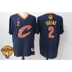 Men's Cleveland Cavaliers Kyrie Irving #2 2017 The NBA Finals Patch New Navy Blue Short-Sleeved Jersey