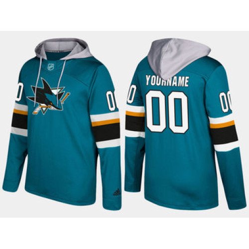 Adidas Sharks Men's Customized Name And Number Teal Hoodie