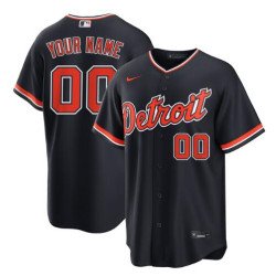 Men's Custom Detroit Tigers Nike Alternate Replica Navy Jersey