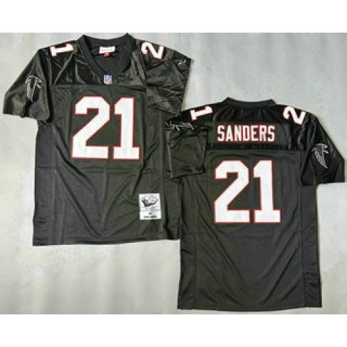 Men's Atlanta Falcons #21 Deion Sanders Black 1992 Throwback Jersey