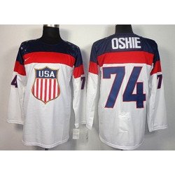 2014 Olympics USA #74 T.J. Oshie White Jersey