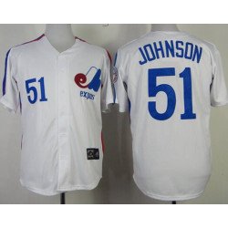 Men's Montreal Expos #51 Randy Johnson 1982 White Mitchell & Ness Jersey