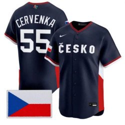 Men's Czech Republic Baseball #55 Martin Cervenka Nike Navy 2026 World Baseball Classic Jersey