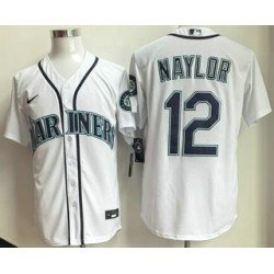 Men's Seattle Mariners #12 Josh Naylor White Cool Base Jersey