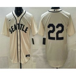 Men's Seattle Mariners #22 Bryan Woo Cream Alternate Stitched Jersey
