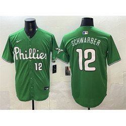 Men's Philadelphia Phillies #12 Kyle Schwarber Green Limited Stitched Jersey