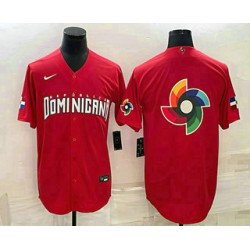 Men's Dominican Republic Baseball 2023 Red World Big Logo With Patch Classic Stitched Jerseys