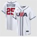 Men's USA Baseball #25 Byron Buxton White 2026 World Baseball Classic Home Stadium Stitched Jersey