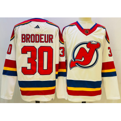 Men's New Jersey Devils #30 Martin Brodeur White 2022 Reverse Retro Authentic Jersey