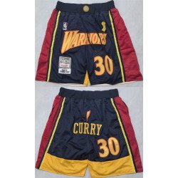 Men's Golden State Warriors #30 Stephen Curry Navy Shorts(Run Small)