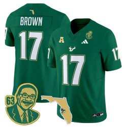 Men's South Florida Bulls #17 Byrum Brown Green Stitched Jersey