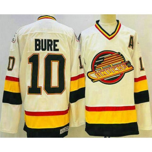 Men's Vancouver Canucks #10 Pavel Bure White Throwback CCM Jersey