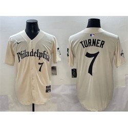 Men's Philadelphia Phillies #7 Trea Turner Cream Gothic Vapor Limited Stitched Jersey