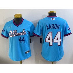 Women's Atlanta Braves #44 Hank Aaron Powder Blue 2026 City Connect Stadium Stitched Baseball Jersey(Run Small)