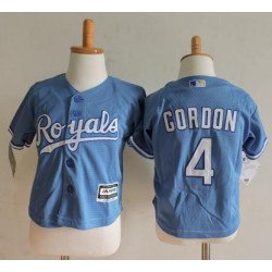 Toddler Kansas City Royals #4 Alex Gordon Light Blue MLB Majestic Baseball Jersey