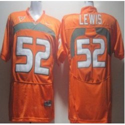 Miami Hurricanes #52 Lewis Orange Jersey