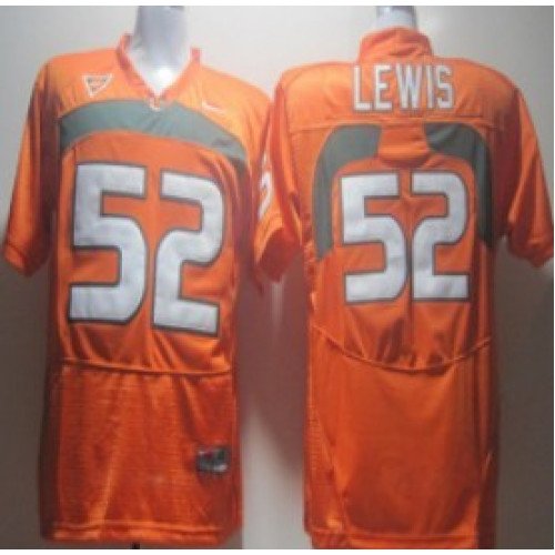 Miami Hurricanes #52 Lewis Orange Jersey