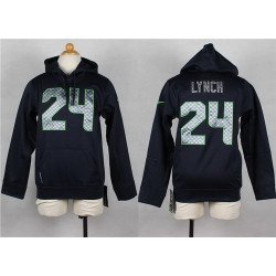 Nike Seattle Seahawks #24 Marshawn Lynch Navy Blue Kids Hoodie