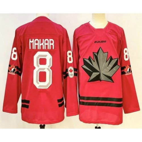 Men's Canada Hockey #8 Cale Makar Red Stitched Jersey