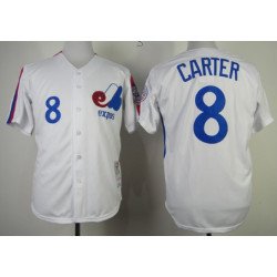 Montreal Expos #8 Gray Carter 1982 White Throwback Jersey