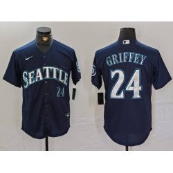 Men's Seattle Mariners #24 Ken Griffey Jr Navy Cool Base Stitched Baseball Jersey