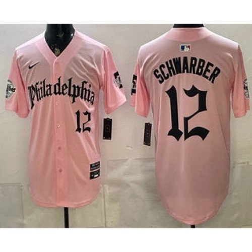 Men's Philadelphia Phillies #12 Kyle Schwarber Pink Gothic Vapor Limited Stitched Jersey