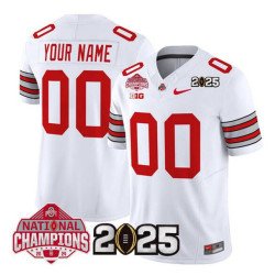 Men's Ohio State Buckeyes Active Player Custom White 2025 CFP Final With National Champions Patch F.U.S.E. Vapor Limited Stitched Jersey