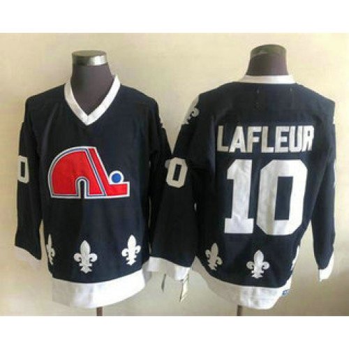 Men's Quebec Nordiques #10 Lafleur White CCM Throwback Jersey