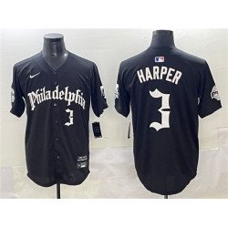 Men's Philadelphia Phillies #3 Bryce Harper Black Gothic Vapor Limited Stitched Jersey