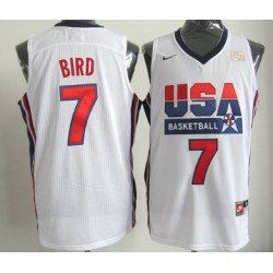 1992 Olympics Team USA #7 Larry Bird White Swingman Jersey