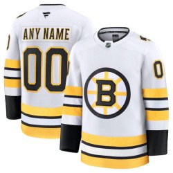 Men's Boston Bruins Active Player Custom White 2025 Away Stitched Hockey Jersey