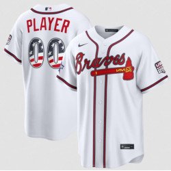 Men's Atlanta Braves Active Player Custom White 2026 All-Star Edition Stars & Stripes & USA 250 Fourth of July Home Stadium Stitched Baseball Jersey