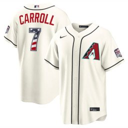 Men's Arizona Diamondbacks #7 Corbin Carroll Cream 2026 USA 250 Fourth of July Home Stadium Stitched Baseball Jersey Men's Arizona Diamondbacks #7 Corbin Carroll Cream 2026 USA 250 Fourth of July Home Stadium Stitched Baseball Jersey